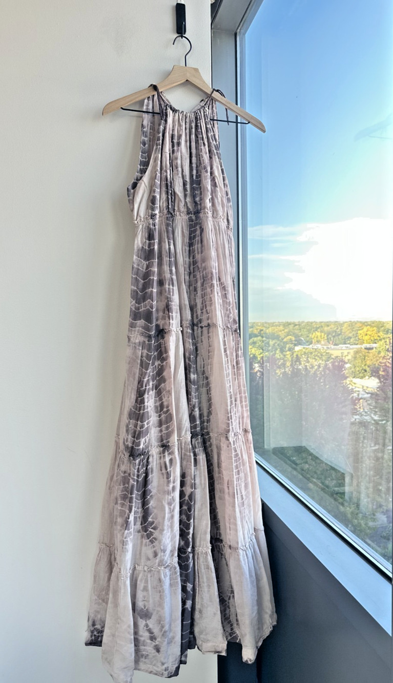 Ralph Lauren Denim & Supply Silk Blend Boho Tie Dye Tiered Halter Maxi Dress L
